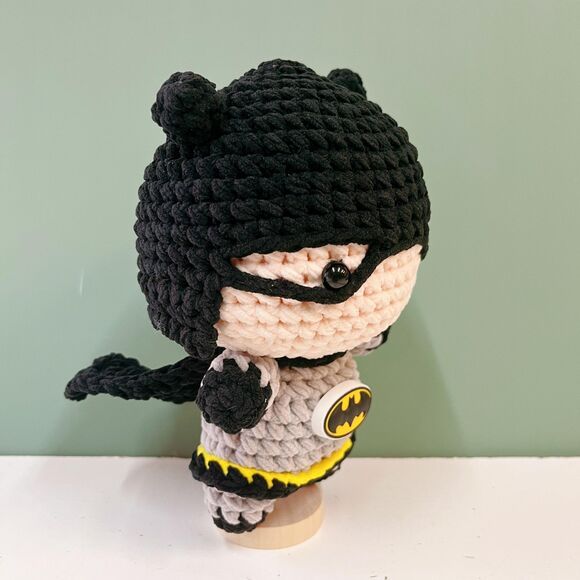 Batman Crochet Doll | Handmade Amigurumi Superhero Plush | Cute Batman Toy - Picture 5 of 11